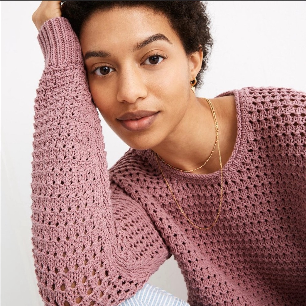 Madewell open stitch sweater. Berry.
